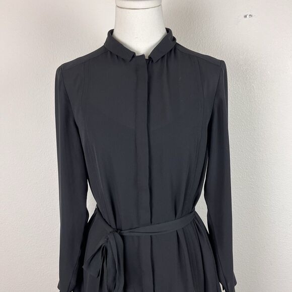Banana Republic Shirt Dress Womens Zero Shift Button Mini Belted Black - Picture 3 of 13